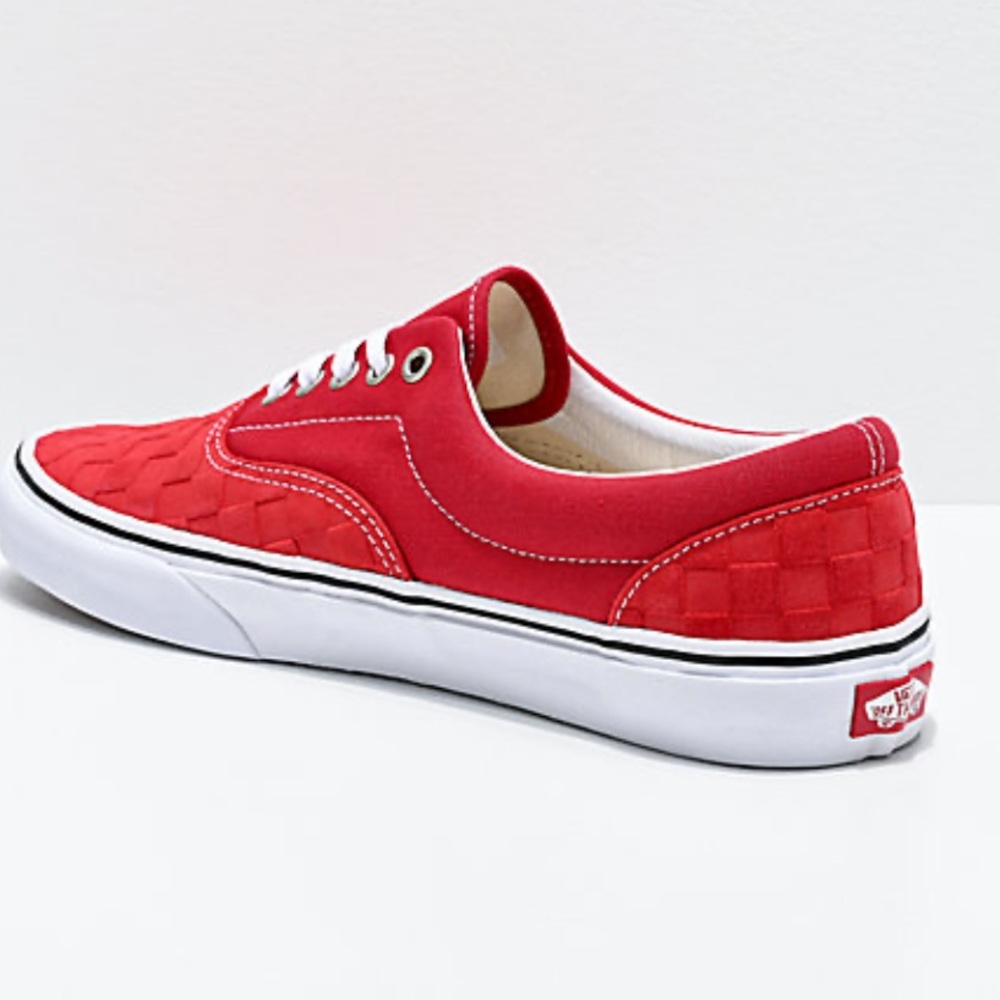 Vans Era Deboss Pomp Red Checkerboard Skate Shoes - Picture 3 of 3